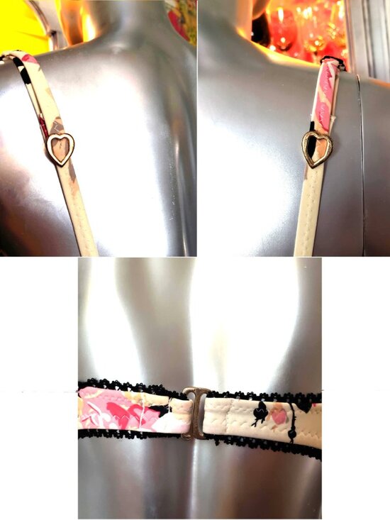 Vintage Betsey Johnson Gypsy Rose Bikini Skirted Pink Floral Lace Swimsuit Sz S - Picture 15 of 15